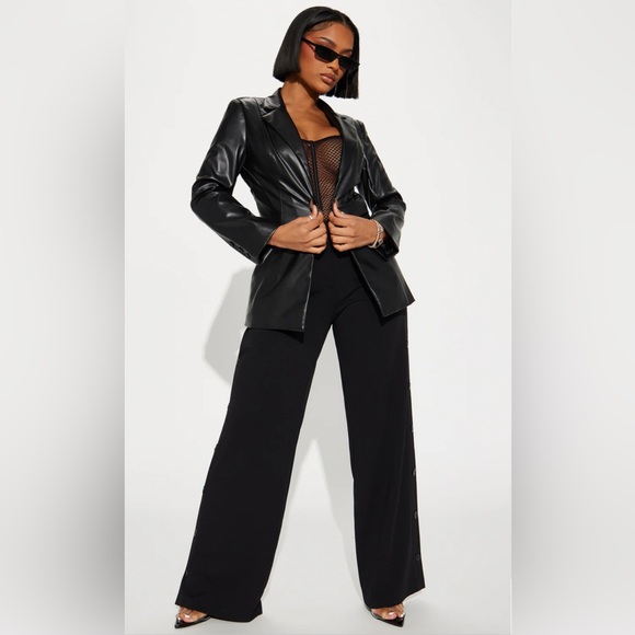 Black Faux Leather Cutout Jacket - Picture 10 of 10